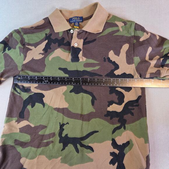Vintage Polo Ralph Lauren Camo Polo Shirt Youth 14–16 Made in Macau Cotton - Picture 8 of 12